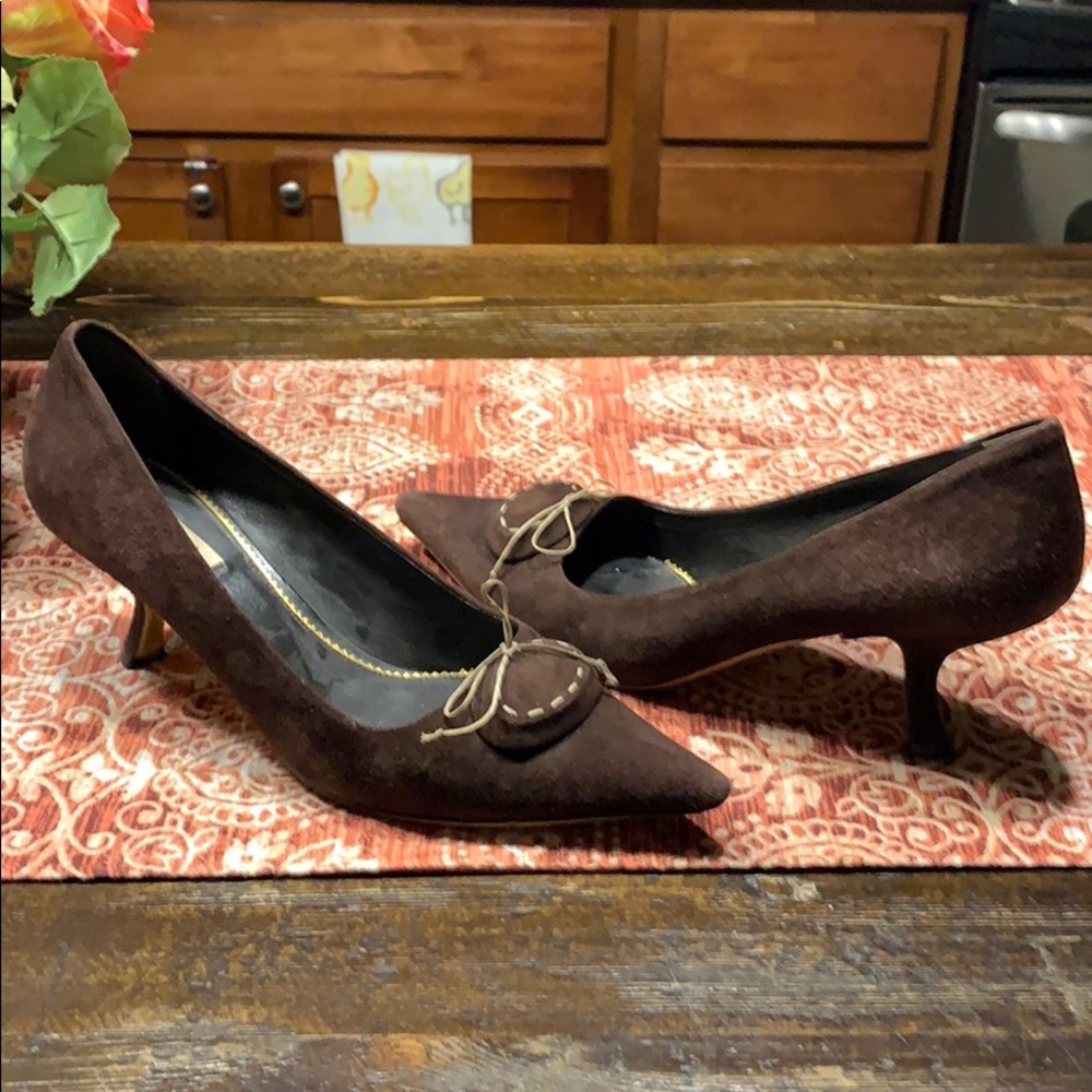 Prada brown suede kitten heels 37.5